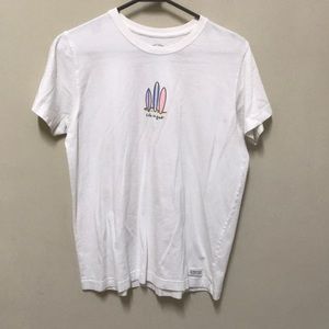 White surfboard life is good T-shirt